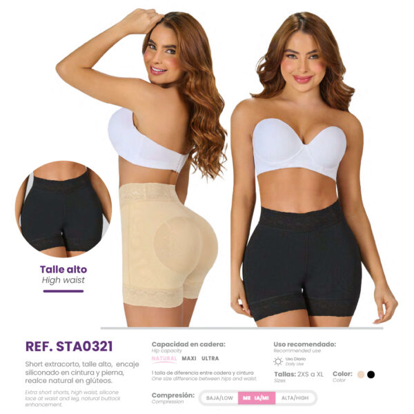 short extracorto de talle alto con realce ref. sta0321