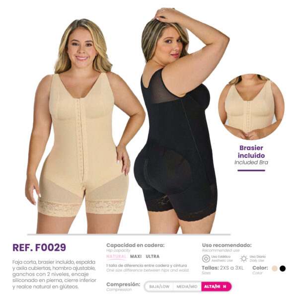 faja corta con brasier incluido y hombro ajustable ref. f0029
