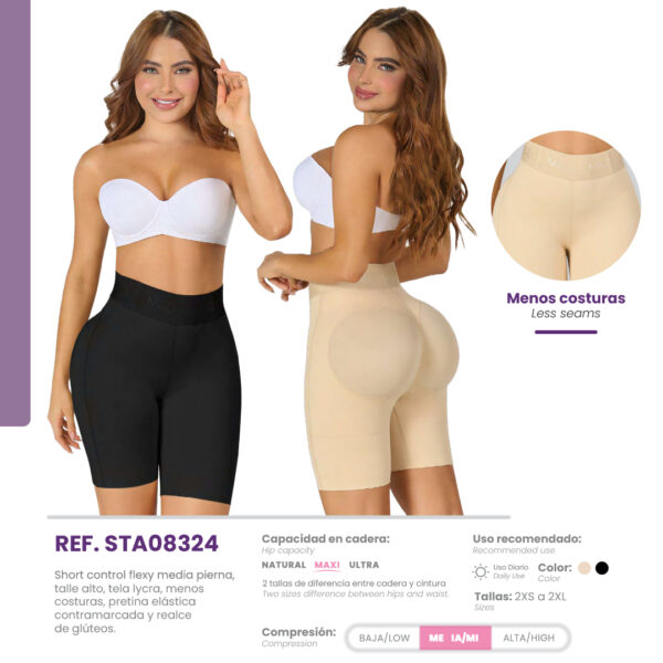 short media pierna de talle alto con control flexible ref. sta08324