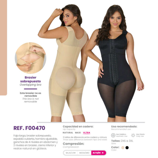 faja larga con brasier sobrepuesto fijo ref. f00470