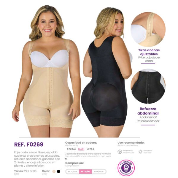 faja corta moldeadora con refuerzo abdominal ref. f0269
