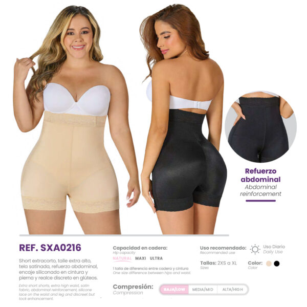 short extracorto talle alto con refuerzo abdominal ref. sxa0216